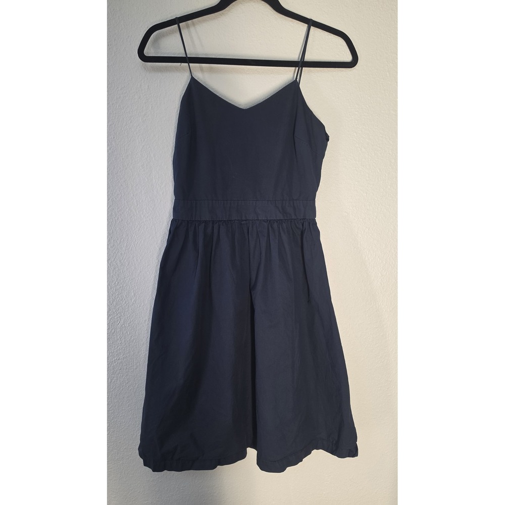 Farrow 100% Cotton Mini Dress Women S Navy Solid V-Neck Sleeveless Sundress